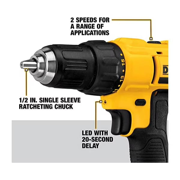 Taladro Atornillador 20V MAX con 2 Baterías, Cargador y Mochila — DCD771C2
